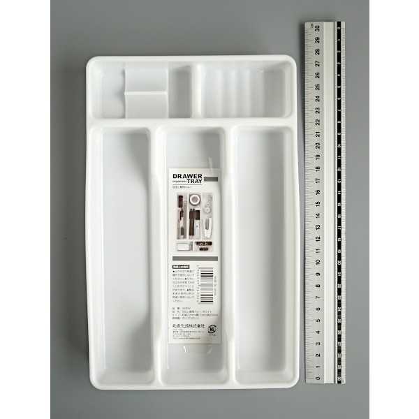 引出し整理トレー ホワイト 27.2×17.1×高さ3.3cm (100円ショップ 100円均一 100均一 100均)