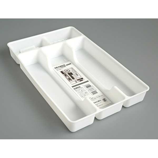 引出し整理トレー ホワイト 27.2×17.1×高さ3.3cm (100円ショップ 100円均一 100均一 100均)