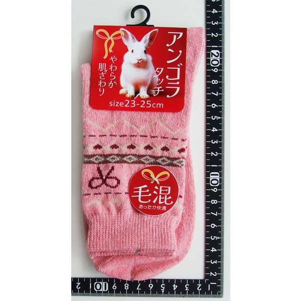 靴下 アクリル・毛混アンゴラタッチリボン柄ソックス 23~25cm ［色指定不可］ (100円ショップ 100円均一 100均一 100均)