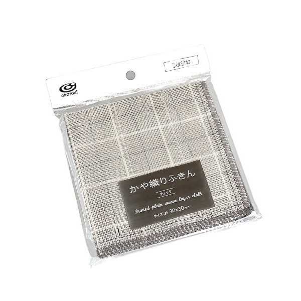 プリントかや織りふきん 8枚重 チェック柄 30×30cm ［色指定不可］ (100円ショップ 100円均一 100均一 100均)