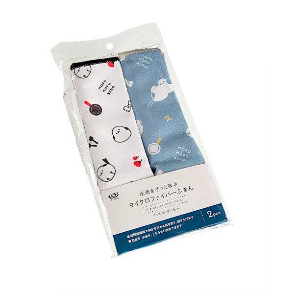 マイクロファイバーふきん シマエナガ柄 30×30cm 2枚入 (100円ショップ 100円均一 100均一 100均)