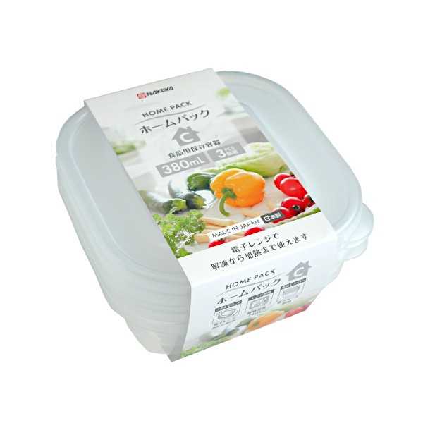ホームパックC クリア 容量380ml 3個入 (100円ショップ 100円均一 100均一 100均)