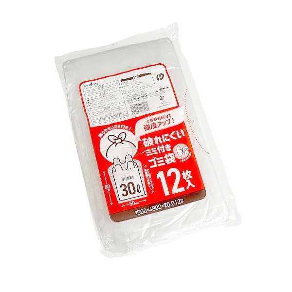 破れにくいミミ付きゴミ袋 30L 12枚入 (100円ショップ 100円均一 100均一 100均)