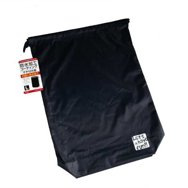 防水加工コーティングマチ付き巾着 L(30×42×マチ9cm) ［色指定不可］ (100円ショッ...