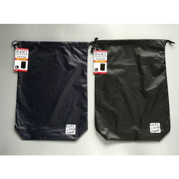 防水加工コーティングマチ付き巾着 L(30×42×マチ9cm) ［色指定不可］ (100円ショッ...
