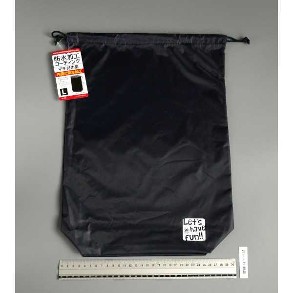 防水加工コーティングマチ付き巾着 L(30×42×マチ9cm) ［色指定不可］ (100円ショッ...
