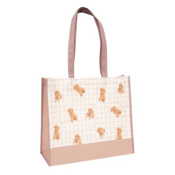 不織布コーティングバッグ イヌネコフォト柄 L(32×42×マチ10cm) ［柄指定不可］ (100円ショップ 100円均一 100均一 100均)