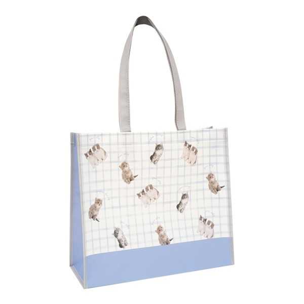 不織布コーティングバッグ イヌネコフォト柄 L(32×42×マチ10cm) ［柄指定不可］ (100円ショップ 100円均一 100均一 100均)