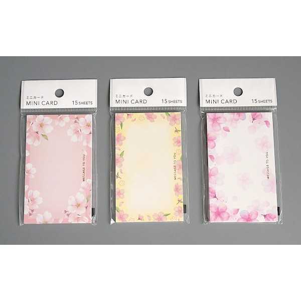 ミニカード 桜巡り SE 5.5×9.1cm 15枚入 ［色柄指定不可］ (100円ショップ 100円均一 100均一 100均)