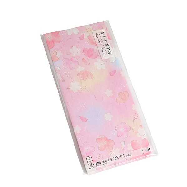 Notebooks, Paper Products - 伊予和紙封筒 長形4号 ワンタッチ 桜巡り SE 8枚入 ［色柄指定不可］ (100円ショップ 100円均一 100均一 100均)