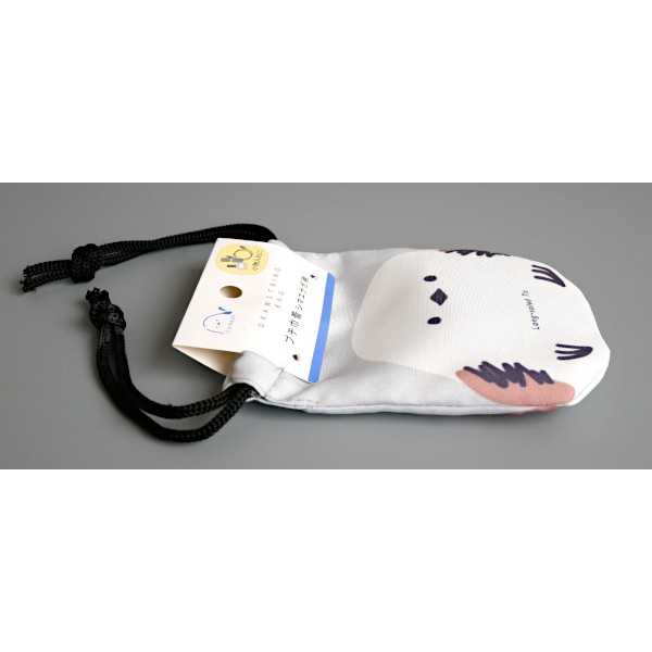 プチ巾着 シマエナガ柄 9.5×12cm (100円ショップ 100円均一 100均一 100均)