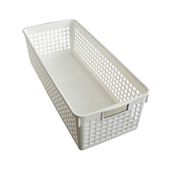 ネームバスケット ロング ホワイト 12.8×30.1×高さ8.8cm (100円ショップ 100円均一 100均一 100均)