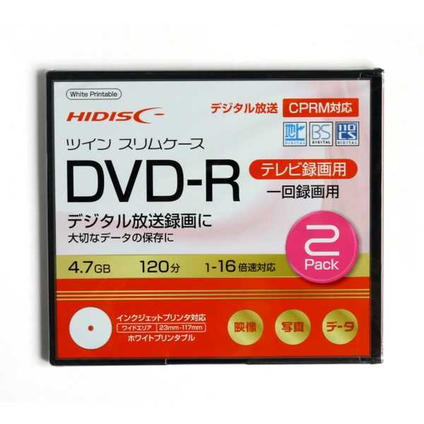 DVD—R ツインスリムケース 1回テレビ録画 4.7GB 2枚入 (100円ショップ 100円均一 100均一 100均)