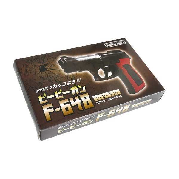 ビービーガンです。際立つかっこよさの拳銃のオモチャです。専用ビービー弾付きです。●当店計測サイズ(約)・130×90×22mm●対象年齢・7歳以上●材質・本体:PP 弾:ABS●用途・オモチャ 拳銃 ピストル 銃●キーワード・おもちゃ けんじゅう ぴすとる じゅう 100円ショップ 100円均一 100均一 100均●品名・ビービーガン F-648●品番・6392●JAN・4560205398006●メーカー名・共和文具(株)●管理単位・12個/288個●入数・本体1個、弾1袋