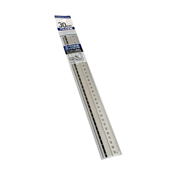 すべり止めクッション付アルミ定規 30cm (100円ショップ 100円均一 100均一 100均)