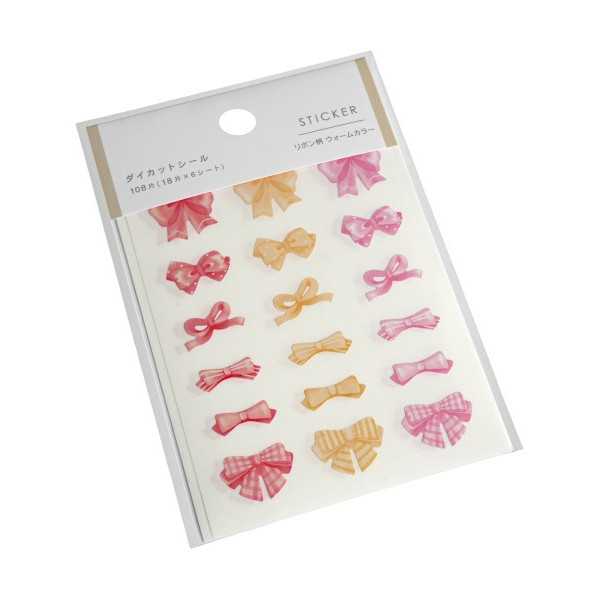 Rakuten - ダイカットシール リボン柄 ウォームカラー 108片入 (100円ショップ 100円均一 100均一 100均)