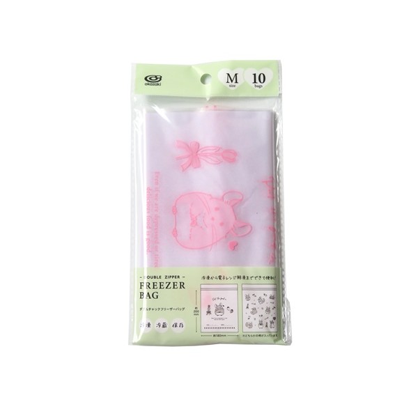 乐天商城 - ダブルチャックフリーザーバッグ チンチラ柄 M(20×18cm) 10枚入 ［色柄指定不可］ (100円ショップ 100円均一 100均一 100均)