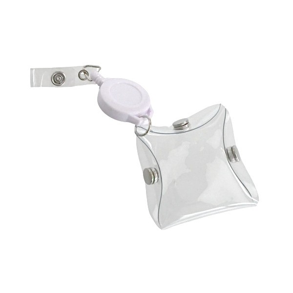 PVCリール付ストラップポーチ 6×6cm (100円ショップ 100円均一 100均一 100均)