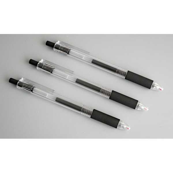 100円雑貨&日用品卸-BABABAのノック式ボールペン 水性 黒 0.7mm 3本入 (100円ショップ 100円均一 100均一 100均)｜アングル3