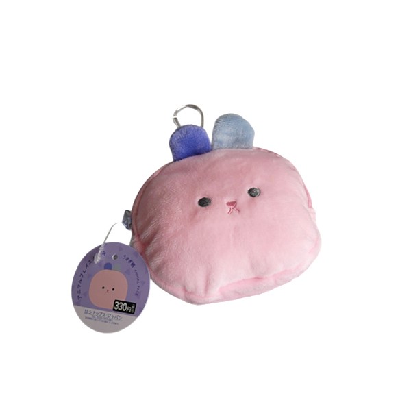 Rakuten - アニマルフェイスポーチ カラビナ付 うさぎ柄 10×11.5×マチ3cm