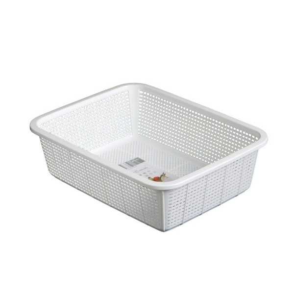 深型角かご ホワイト 29.5×22.5×高さ8.5cm (100円ショップ 100円均一 100均一 100均)