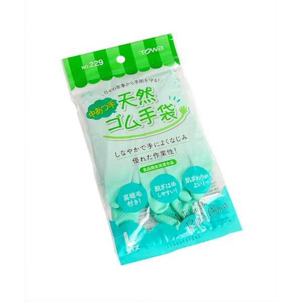 乐天商城 - 中あつ手ゴム手袋 Lサイズ グリーン (100円ショップ 100円均一 100均一 100均)