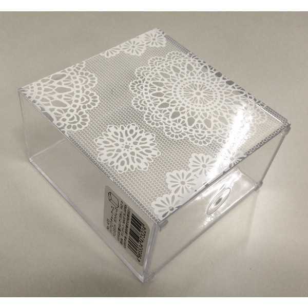 クリアピクチャーケース ペンスタンド ホワイトレース 9.2×5.3×高さ9.6cm (100円シ...