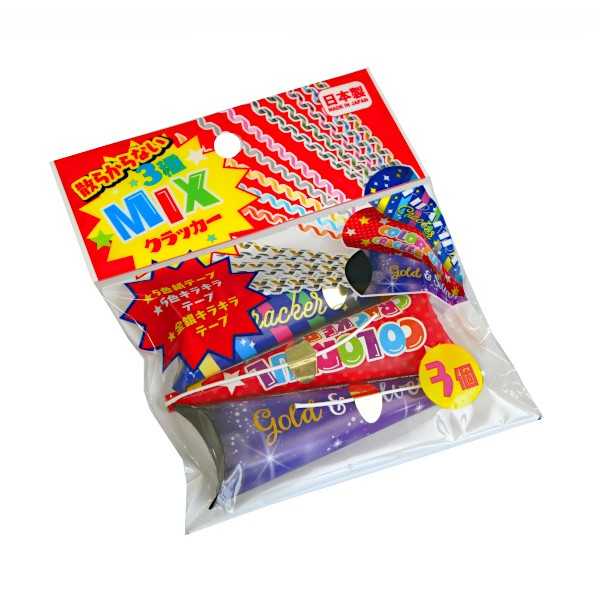 乐天商城 - 散らからない3種MIXクラッカー 3個入 (100円ショップ 100円均一 100均一 100均)