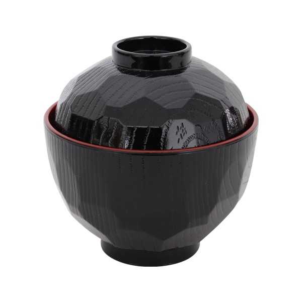 吸物椀 亀甲 黒内朱 レンジ対応 容量200ml