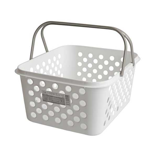 Rakuten - ハンドルバスケット L ホワイト 28.5×24×13.5cm