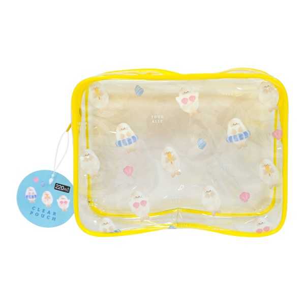Rakuten - パイピングクリアポーチ ぷかぷかアザラシ柄 イエロー 15×20.5×マチ5.5cm