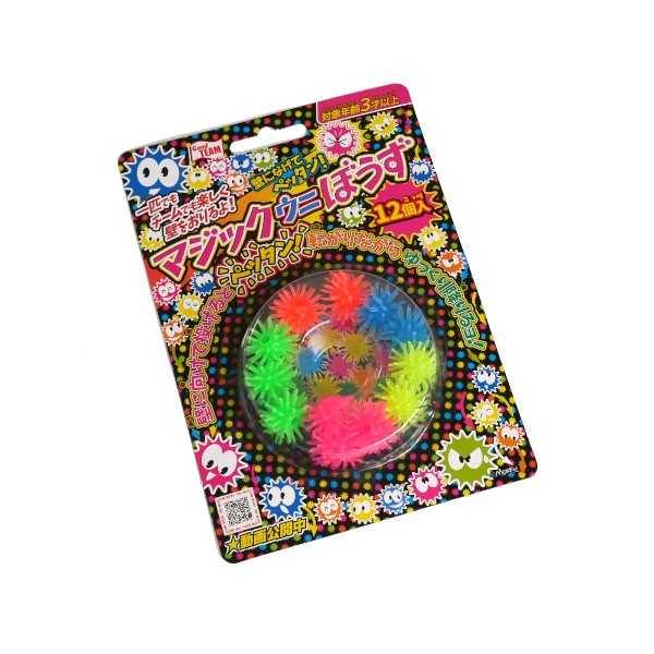 マジックウニぼうずです。壁に向けて投げるとぺったんとくっつきます。転がりながらゆっくりおります。●1個のサイズ(約)・20mm●対象年齢・3歳以上●材質・TPR●用途・オモチャ ボール●キーワード・おもちゃ ぼーる 100円ショップ 100円均一 100均一 100均●品名・マジックウニぼうず 12ヶ入●品番・6621●JAN・4901989711054●メーカー名・(株)トキワ商事●管理単位・12個/288個●入数・12個