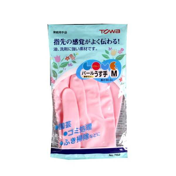 ゴム手袋 トワローブ パール 薄手 ピンク M