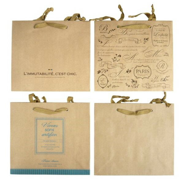 紙袋 横長L（縦27×横30×マチ12cm） クラフト (100円ショップ 100円均一 100均一 100均)