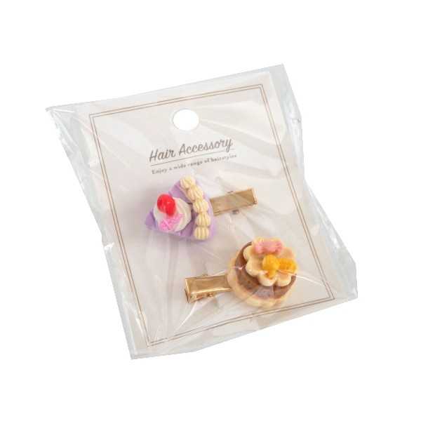 ミニケーキヘアクリップ 2個入 ［種類指定不可］ (100円ショップ 100円均一 100均一 100均)