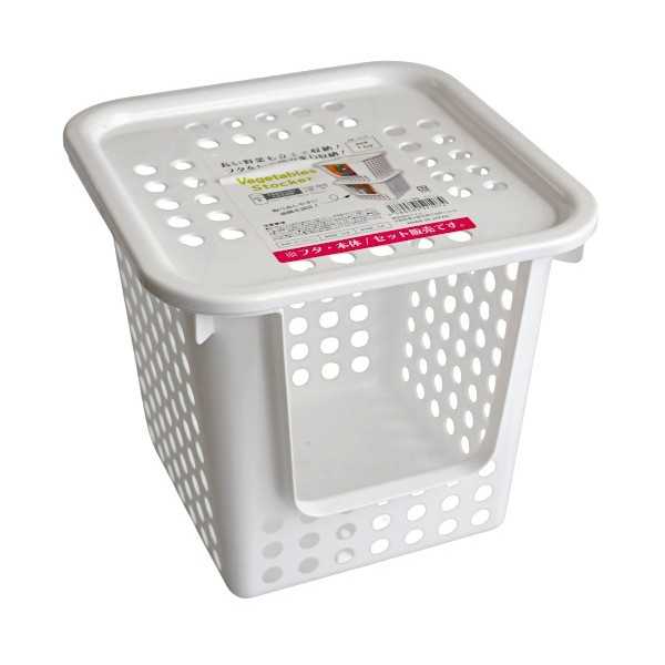 べジストッカー 深型 ホワイト 20.5×20.5×18.3cm bababa-10040407 100円雑貨&日用品卸-BABABA パッケージ画像