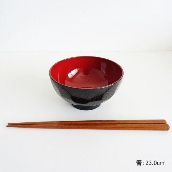 汁椀 亀甲 黒内朱 350ml (100円ショップ 100円均一 100均一 100均)