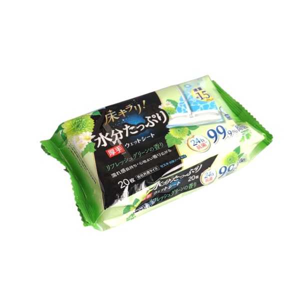 クリンクル 床キラリ 厚手フローリングウェットシート リフレッシュグリーンの香り 20枚入
