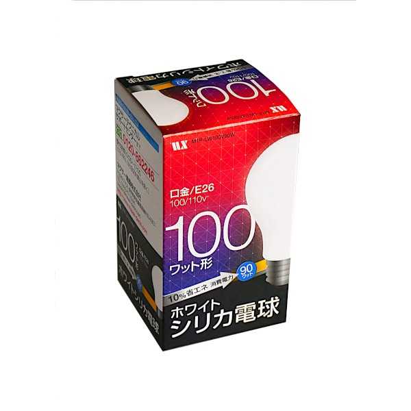 ホワイトシリカ電球 10%省エネ90W 口金E26 100/110V (100円ショップ 100円均一 100均一 100均)