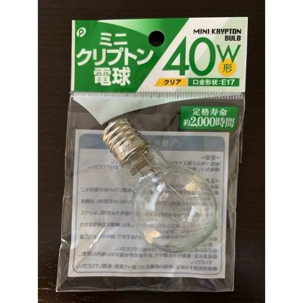 ミニクリプトン電球 クリア 40W 口金E17 (100円ショップ 100円均一 100均一 100均)