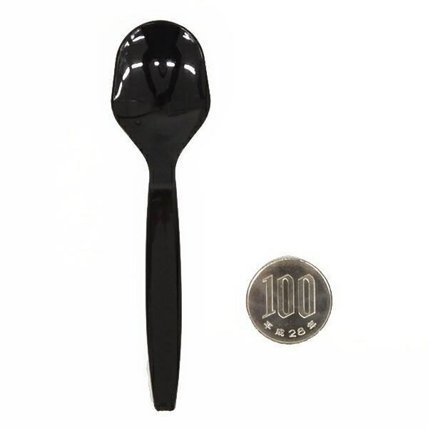 ミニスプーン 個包装 ブラック 10cm 12本入 (100円ショップ 100円均一 100均一 100均)