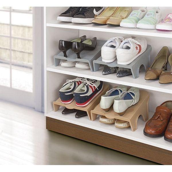 シューズラック　ダブル　グレー