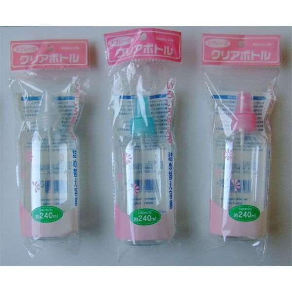 スプレーボトル 容量240ml キャップ付 クリア ［色指定不可］ (100円ショップ 100円均一 100均一 100均)