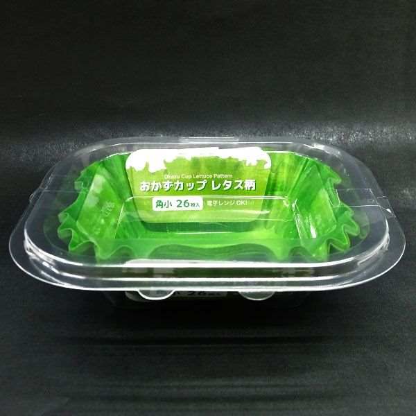 おかずカップ 角小（底5．5×4×高さ3cm） レタス柄 26枚 (100円ショップ 100円均一 100均一 100均)