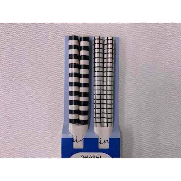 ペア箸 18cm 2膳入 ストライプ お箸の国 (100円ショップ 100円均一 100均一 100均)