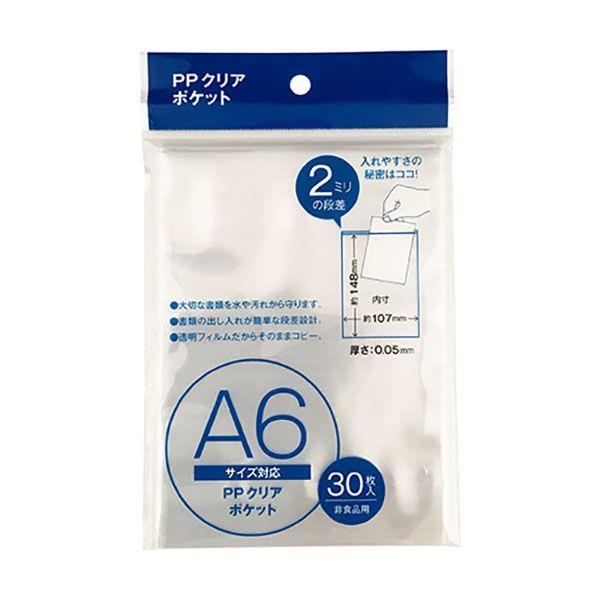 クリアポケット A6サイズ対応 内寸14．8×10．7cm 30枚入 (100円ショップ 100円均一 100均一 100均)