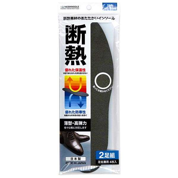 断熱インソール 薄型・高弾力 男性用 24〜28cm 2足組 (100円ショップ 100円均一 100均一 100均)