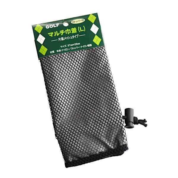 巾着袋 片面メッシュタイプ ストッパー付 Lサイズ（37×28cm） GOLF (100円ショップ 100円均一 100均一 ..