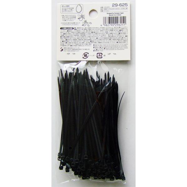 結束バンド Mサイズ（全長10cm） 黒 120本入 (100円ショップ 100円均一 100均一 100均)