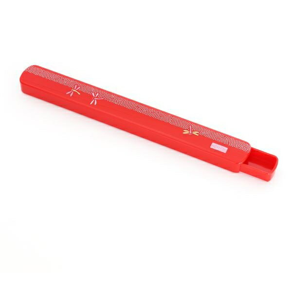 箸箱 花とんぼ レッド Mサイズ（21．8cm） (100円ショップ 100円均一 100均一 100均)